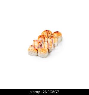 Set al forno sushi Rolls Tsumaga sfondo bianco isolato Foto Stock