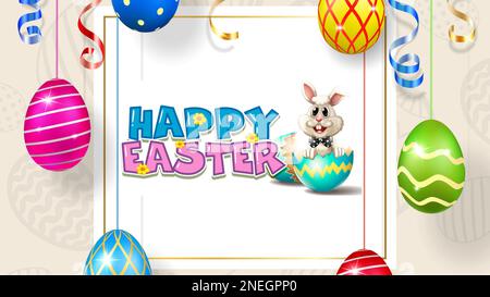 Buon biglietto di auguri di pasqua con coniglio Foto Stock