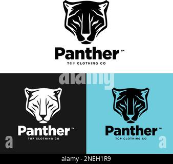 Illustrazione del marchio dell'icona del logo Panther bianco e nero Illustrazione Vettoriale