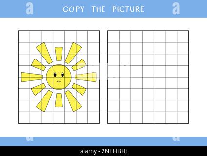 Copia l'immagine di sole carino. Semplice gioco educativo per i bambini Foto Stock