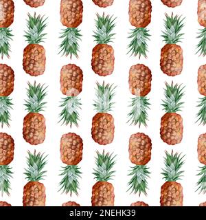 Motivo acquerello senza cuciture con ananas. Motivo tropicale per tessuto e carta Foto Stock