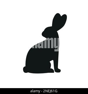Carino conigli di Pasqua Silhouette. Coniglio nero, lepre selvaggio set isolato su bianco. Biglietto d'auguri per la festa del bambino, decalcomania in vinile, adesivo per animali domestici. Disegno del tatuaggio, anima Illustrazione Vettoriale