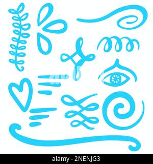 Swirls blu con Swoosh Vector Accent Line Work Illustrazione Vettoriale