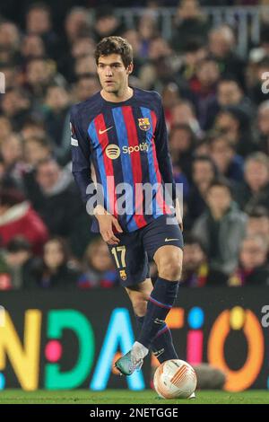 Marcos Alonso #17 di Barcellona durante il torneo di calcio UEFA Europa League Play-off Barcellona vs Manchester United a Spotify Camp Nou, Barcellona, Spagna, 16th febbraio 2023 (Foto di Mark Cosgrove/News Images) Foto Stock