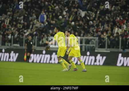Torino, Italia. 16th Feb, 2023. Durante la UEFA Europa League, partita di calcio tra Juventus FC e FC Nantes il 16 febbraio 2023 allo stadio Allianz di Torino. Photo Ndrerim Kaceli Credit: Independent Photo Agency/Alamy Live News Foto Stock