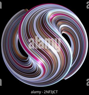 Rendering professionale di alta qualità del modello 3D circolare metallico a forma di S con luce e ombre Foto Stock