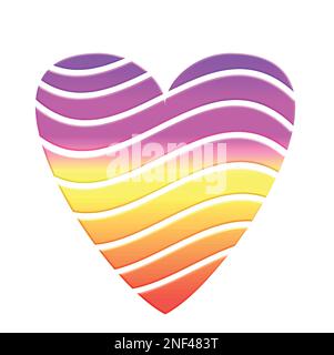 Un'illustrazione vettoriale colorata forma del cuore spezzata, icona isolata su sfondo bianco. Da utilizzare per un elegante segno d'amore. Modello per un biglietto d'auguri. Illustrazione Vettoriale