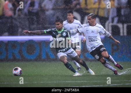 San Paolo, Brasile. 17th Feb, 2023. SP - Sao Paulo - 02/16/2023 - PAULISTA 2023, CORINTHIANS X PALMEIRAS Photo: Ettore Chiereguini/AGIF/Sipa USA Credit: Sipa USA/Alamy Live News Foto Stock