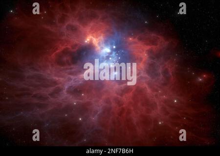 Supernova residuo. Espansione dinamica della nebulosa. Illustrazione 3D Foto Stock