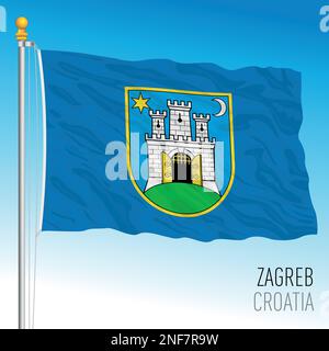 Bandiera ufficiale della città di Zagabria, Repubblica di Croazia, Unione europea, illustrazione vettoriale Illustrazione Vettoriale