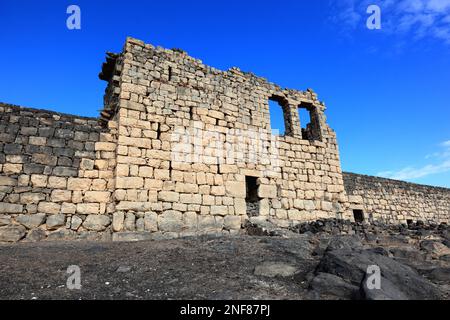 Qasr al Azraq, lateinisch Basianis, Basienis, Oder Amatha, Blaue Festung, ein historisches römisches und byzantinisches Militärlager am vorderen Limes Foto Stock