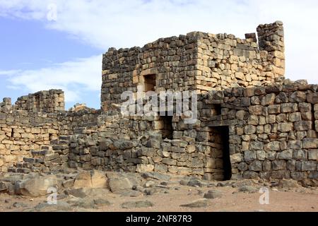 Qasr al Azraq, lateinisch Basianis, Basienis, Oder Amatha, Blaue Festung, ein historisches römisches und byzantinisches Militärlager am vorderen Limes Foto Stock