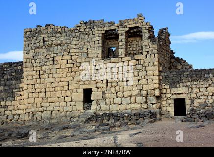 Qasr al Azraq, lateinisch Basianis, Basienis, Oder Amatha, Blaue Festung, ein historisches römisches und byzantinisches Militärlager am vorderen Limes Foto Stock