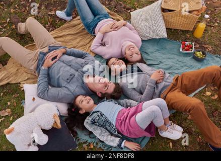 Niente può prendere il posto del tempo della famiglia. una giovane famiglia felice godendosi un picnic nel parco. Foto Stock