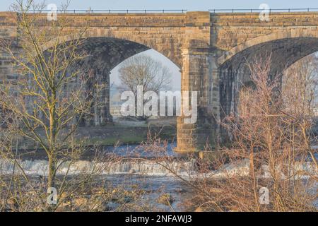 Il fiume South Tyne a Alston Arches, Haltwhistle, Northumberland Foto Stock
