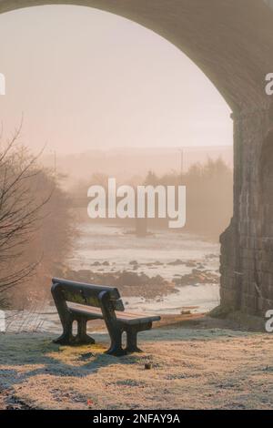 Il fiume South Tyne a Alston Arches, Haltwhistle, Northumberland Foto Stock