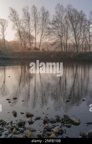 Fiume South Tyne a Haltwhistle in inverno Foto Stock