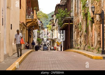 A casco Viejo, il settore storico di Panama City, Panama, molti degli edifici sono stati costruiti nell'era del canale francese e mostrano l'influenza francese in Foto Stock