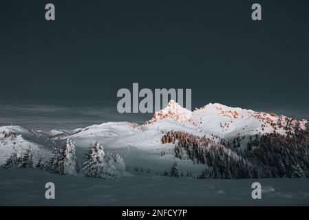 Montagne CIUCAS in inverno, Carpazi rumeni. Foto Stock