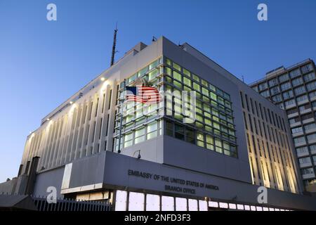 TEL AVIV, ISRAELE - 2 NOVEMBRE 2022: Ambasciata degli Stati Uniti nella città di Tel Aviv, Israele. Foto Stock