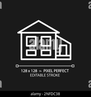 Icona lineare bianca perfetta pixel casa a livello diviso per il tema scuro Illustrazione Vettoriale