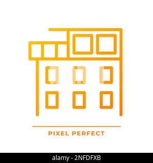 Icona del vettore lineare a gradiente perfetto pixel Penthouse Illustrazione Vettoriale