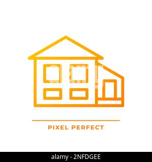 Icona vettore lineare gradiente perfetto pixel casa a livello diviso Illustrazione Vettoriale