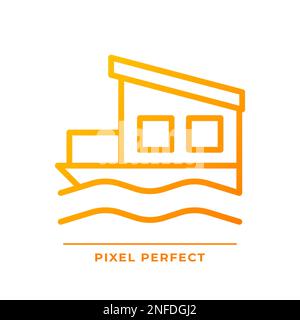 Icona vettore lineare gradiente perfetto pixel Houseboat Illustrazione Vettoriale