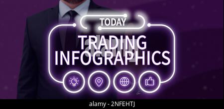 Ispirazione che mostra segno Trading Infoggraphics. Concetto che significa rappresentazione visiva di informazioni o dati commerciali Foto Stock