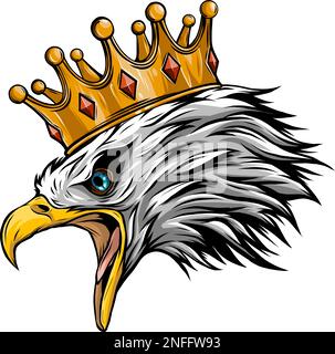 Mascot con aquila americana incoronata. illustrazione vettoriale Illustrazione Vettoriale