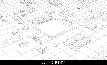 Circuito stampato elettrico, chip vari Foto Stock