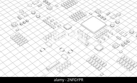 Circuito stampato elettrico, chip vari Foto Stock
