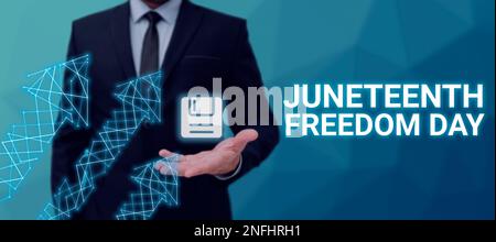 Scrittura a mano Junetsexh Freedom Day, Business Approach Legal Holiday negli Stati Uniti in commemorazione della fine della schiavitù Foto Stock