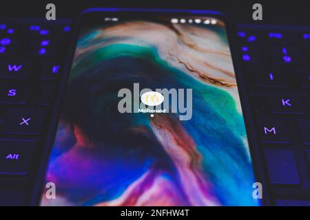 App McDonalds sullo schermo dello smartphone. Primo piano dell'app McDonalds Foto Stock