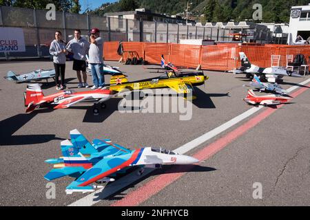 Svizzera, Aeroporto Agno-Lugano, velivolo modello Foto Stock