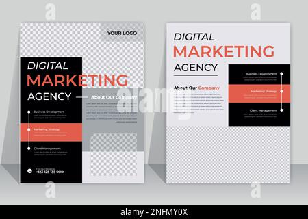 Set di modelli per volantini aziendali di colore blu e rosso. marketing, proposta commerciale, promozione, pubblicità, pubblicazione, copertina. mar Illustrazione Vettoriale