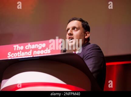 Edimburgo, UIK, 17th febbraio 2023: ANAS Sarwar si rivolge alla conferenza del lavoro scozzese: Terry Murden/Alamy Foto Stock