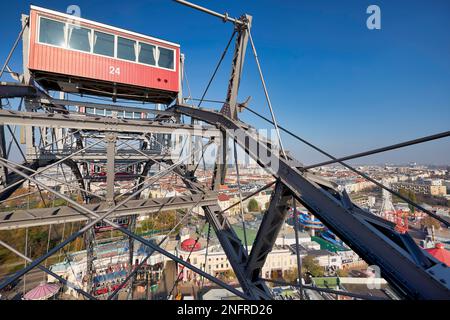 Riesenrad ruota panoramica. Parco Prater. La più antica ruota panoramica del mondo. Vienna Austria Foto Stock