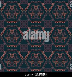 Modello campione per tessuti, interni, ceramiche e mobili in stile arabo. Assaggia l'ornamento tradizionale dei popoli e dei paesi dell'Asia; Illustrazione Vettoriale