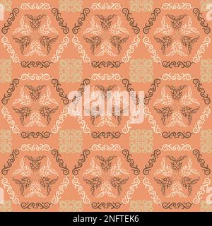 Modello campione per tessuti, interni, ceramiche e mobili in stile arabo. Assaggia l'ornamento tradizionale dei popoli e dei paesi dell'Asia; Illustrazione Vettoriale