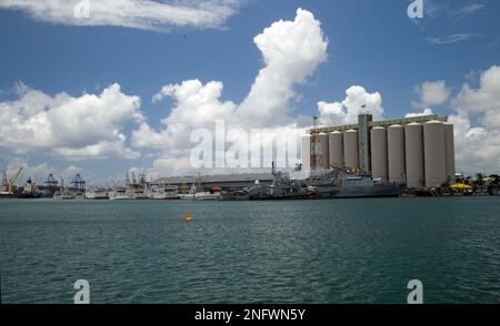 Port-Louis, Mauritius, Africa, febbraio 7th 2023, attrazioni turistiche intorno al porto di questa città moderna Foto Stock