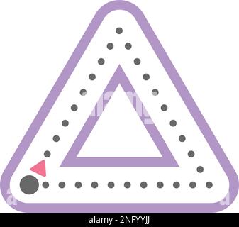 Forma a triangolo punteggiato per tracciare le linee per i bambini della scuola materna e materna per la pratica di disegno di matematica Illustrazione Vettoriale