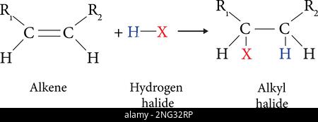 Immagine vettoriale di reazione di addizione elettrofila Illustrazione Vettoriale
