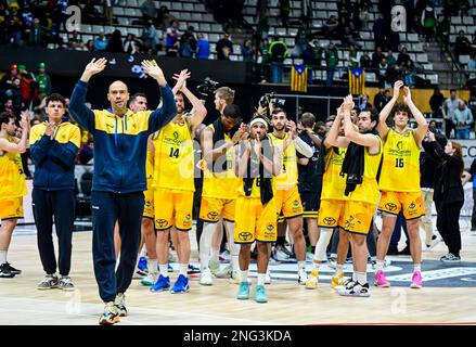 Badalona, Spagna. 17th Feb, 2023. Partita di pallacanestro della Coppa del Re Spagnola contro le CB Canarias e Gran Canaria, al padiglione olimpico di Badalona, 17 febbraio 2023 900/Cordon Press Credit: CORDON PRESS/Alamy Live News Foto Stock