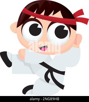 Un'illustrazione vettoriale del cartone animato di un capretto del karate. Illustrazione Vettoriale