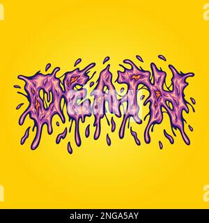 Spaventoso morte fuso testo scritta a mano parole illustrazioni vettoriali illustrazioni per il tuo logo di lavoro, t-shirt merchandise, adesivi e disegni di etichette Illustrazione Vettoriale