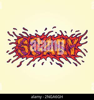 Carattere spaventoso horror lettere a mano testo illustrazioni vettoriali illustrazioni per il vostro logo di lavoro, t-shirt merchandising, adesivi e disegni di etichette, poster, Illustrazione Vettoriale