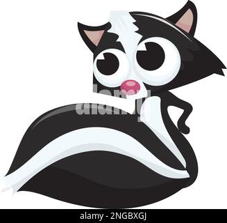 Un'illustrazione vettoriale del cartone animato di una seduta cute dello skunk. Illustrazione Vettoriale
