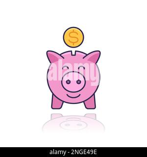 icona di piggy bank con contorno Illustrazione Vettoriale