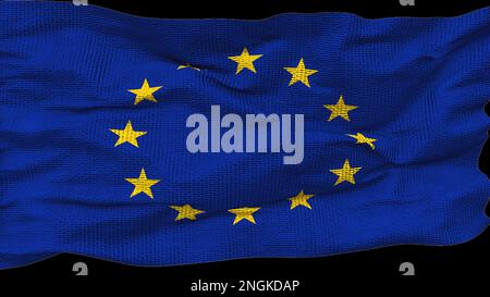 Sventolare la bandiera dell'Unione europea. Rendering 3D generato dal computer Foto Stock